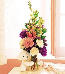 Bear with Roses & mix flowers