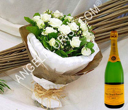 Veuve Clicquot with flowers