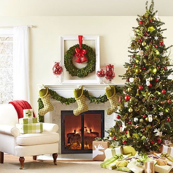 Red,Green and Silver Decorated Christmas Tree