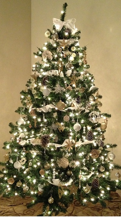 Christmas Tree with Silver & Gold Decoration