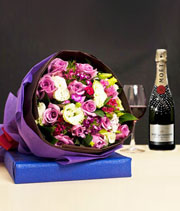 Moet Champagne with flowers